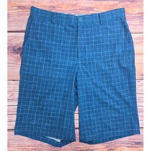 Nike Golf Mens Dri-Fit Plaid Blue Golf Shorts 32